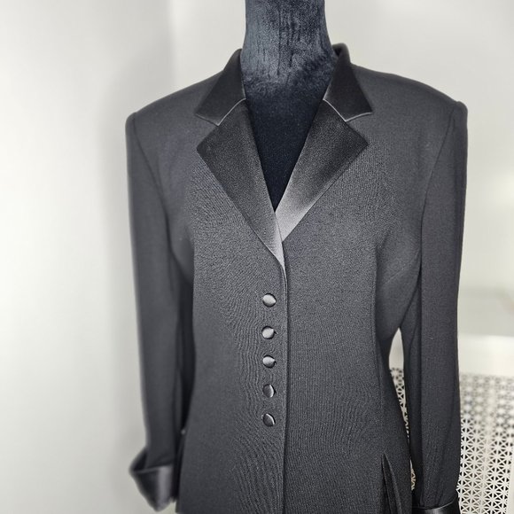 Albert NiponTwo Piece Wool Black Suit Set With Maxi Dress 41Inches Long Size 16 - Picture 2 of 16